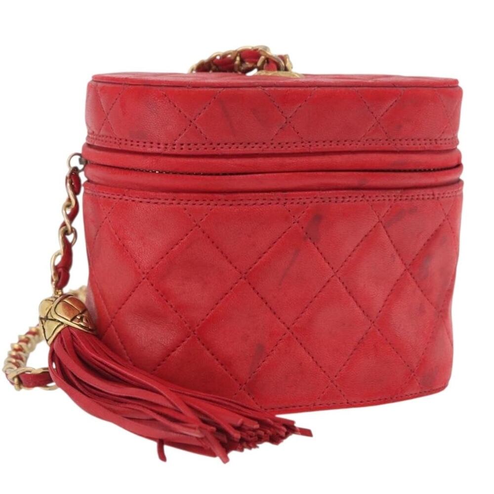 Chanel Lambskin Chain Shoulder Bag Red